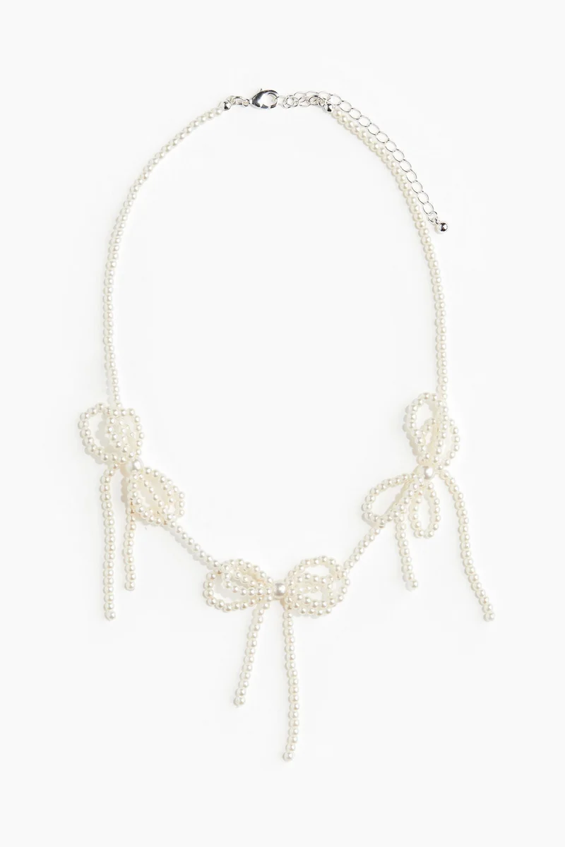 H&M Bow-detail beaded necklace