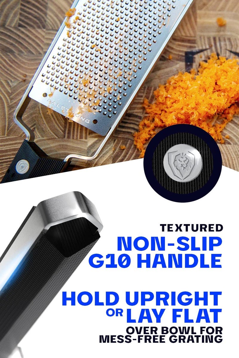Dalstrong Professional Wide Cheese Grater - Fine - #304 Stainless Steel Blade - G10 Handle Kitchen Shredder - w/Blade Guard - Hard Cheese, Parmesan, Spices, Carrot, Garlic, Ginger - NSF Certified - Image 3