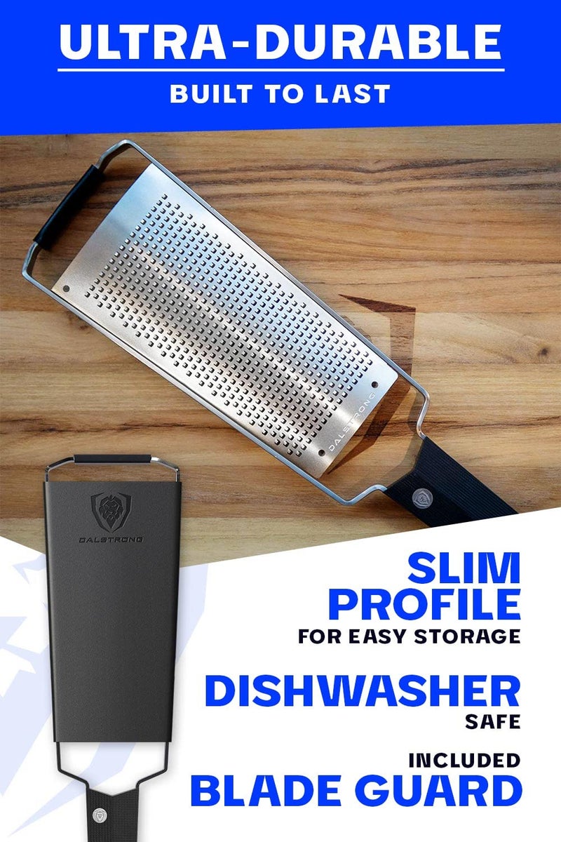 Dalstrong Professional Wide Cheese Grater - Fine - #304 Stainless Steel Blade - G10 Handle Kitchen Shredder - w/Blade Guard - Hard Cheese, Parmesan, Spices, Carrot, Garlic, Ginger - NSF Certified - Image 4