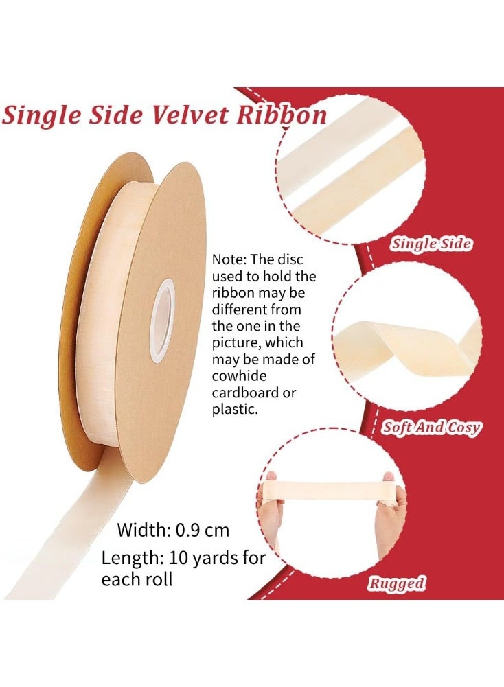 HZYH Velvet Ribbon Roll, 10 Yards Single Face Velvet Fabric Ribbon for Gift Wrapping, Bow Making, Wedding, Flower Arranging, Valentine’s Day, Christmas Decoration (Beige) - Image 4