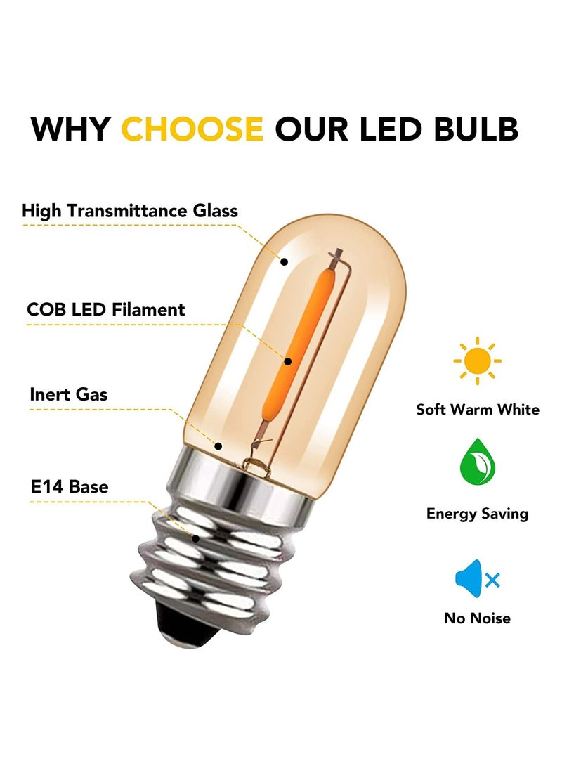 E14 LED Light Bulbs, T16 0.6W Vintage Edison Screw Light Bulb Tubular Night Light Mini Bulb Warm White 2200K Amber Light Bulb for Sewing Machine Refrigerator, Non-dimmable (Mini 5Pcs) - Image 5