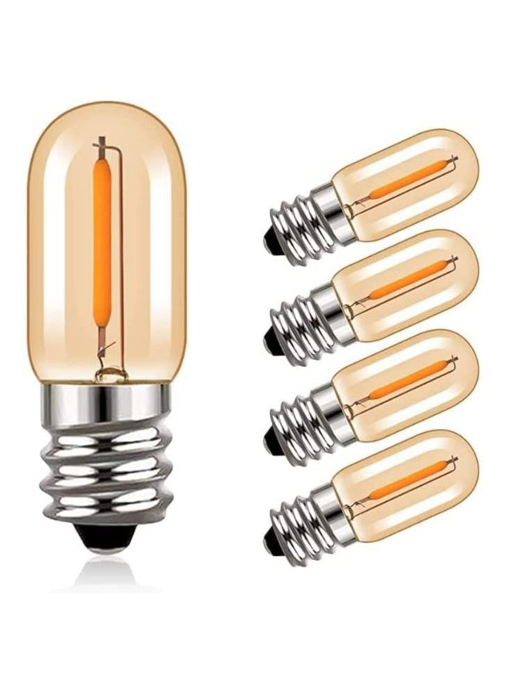 E14 LED Light Bulbs, T16 0.6W Vintage Edison Screw Light Bulb Tubular Night Light Mini Bulb Warm White 2200K Amber Light Bulb for Sewing Machine Refrigerator, Non-dimmable (Mini 5Pcs) - Image 1