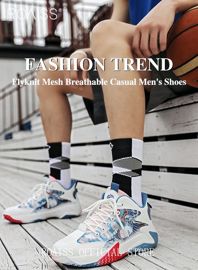roaiss أحذية رياضية غير رسمية للرجال أحذية كرة سلة شبكية خفيفة الوزن للرجال أحذية تنفس مريحة للركض أحذية رياضية متعددة الألوان - Image 2