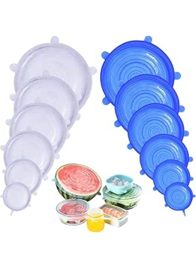 مجموعة من 6 غطاء سيليكون مطاطي لتخزين الطعام والأطباق والأوعية، آمنة للاستخدام في غسالة الأطباق والميكروويف والفريزر، متعددة الألوان - Image 1