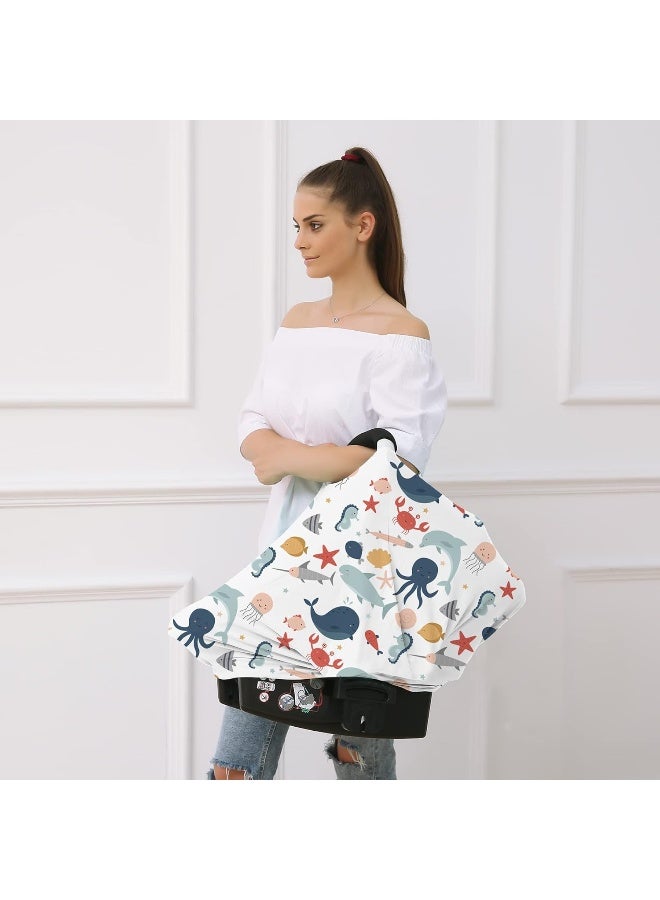 Hicoco Carseat Cover Boy and Girls - Multi-use Nursing Car Seat Canopy Cover for Breastfeeding, Infant Stroller Cover, High Chair Cover - Image 2