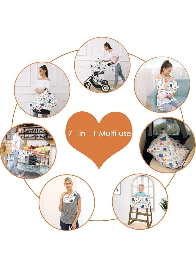 Hicoco Carseat Cover Boy and Girls - Multi-use Nursing Car Seat Canopy Cover for Breastfeeding, Infant Stroller Cover, High Chair Cover - Image 4