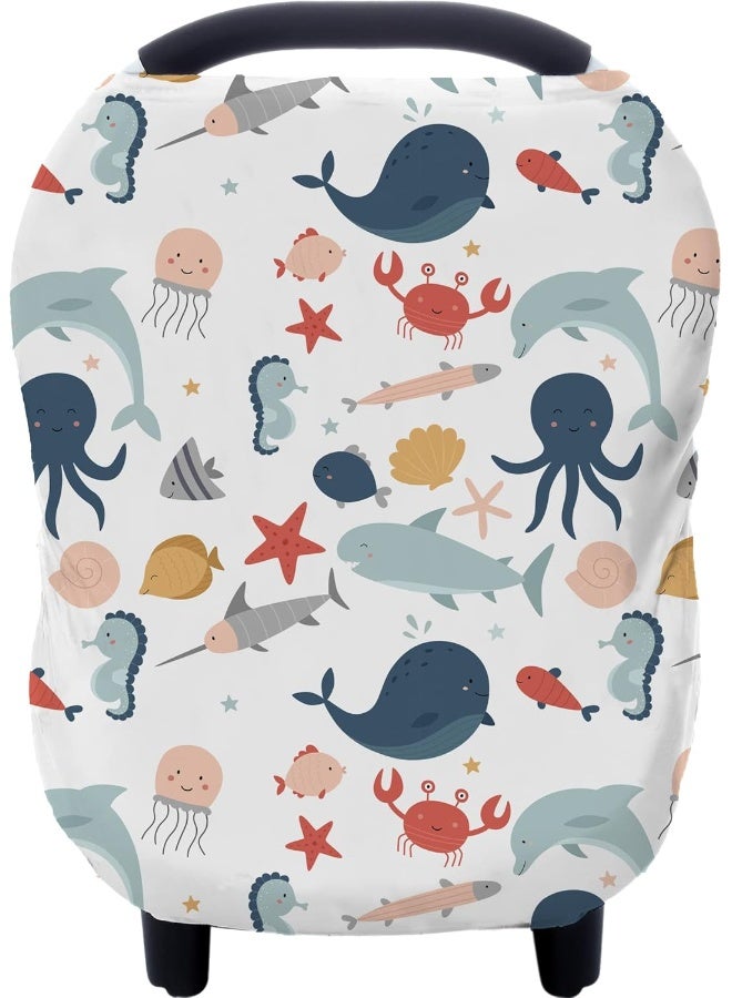 Hicoco Carseat Cover Boy and Girls - Multi-use Nursing Car Seat Canopy Cover for Breastfeeding, Infant Stroller Cover, High Chair Cover - Image 1