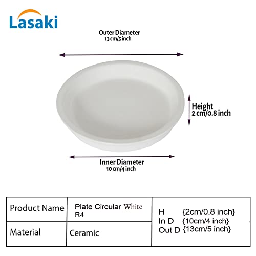 Lasaki Round Ceramic Trays (Plates Saucers) for Pots, planters, Flower, Succulent(Set of 2,White,4 inch) R4(Plants not Included) - Image 3