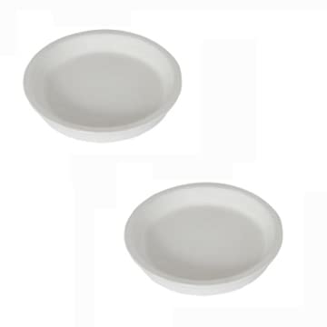 Lasaki Round Ceramic Trays (Plates Saucers) for Pots, planters, Flower, Succulent(Set of 2,White,4 inch) R4(Plants not Included) - Image 1