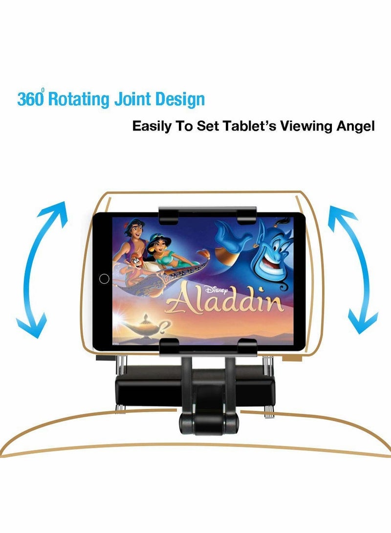 Excefore Car Headrest Tablet Mount Holder,[Travel Companion] 360° Rotation iPad Car Holder Back Seat for Tablets, Cell Phone and More 4.7-12.9" Devices, All from 5”-13”-Black - Image 2