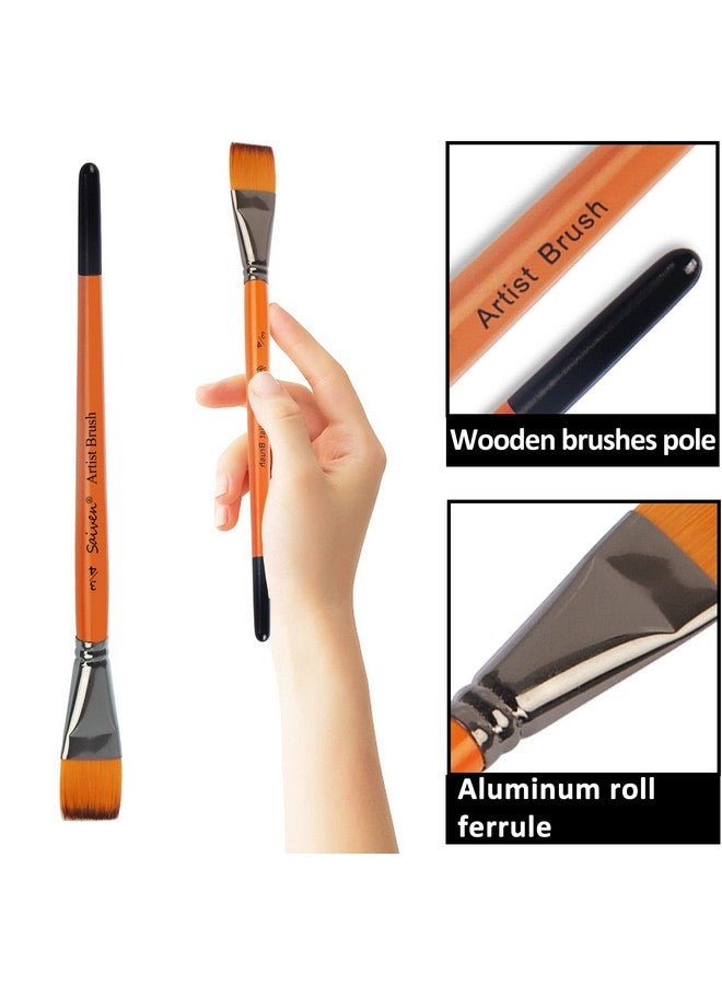 SYCYKA Brushes Set For Acrylic Painting - Sycyka 10Pcs Flat Paint Brushes For Kids Classroom Acrylic Watercolor Oil Painting Canvas Face Painting Touch Up, Orange - Image 2