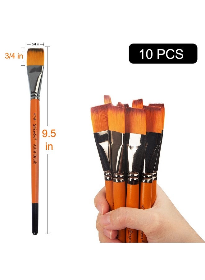 SYCYKA Brushes Set For Acrylic Painting - Sycyka 10Pcs Flat Paint Brushes For Kids Classroom Acrylic Watercolor Oil Painting Canvas Face Painting Touch Up, Orange - Image 4
