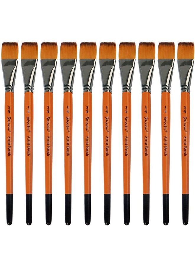 SYCYKA Brushes Set For Acrylic Painting - Sycyka 10Pcs Flat Paint Brushes For Kids Classroom Acrylic Watercolor Oil Painting Canvas Face Painting Touch Up, Orange - Image 1