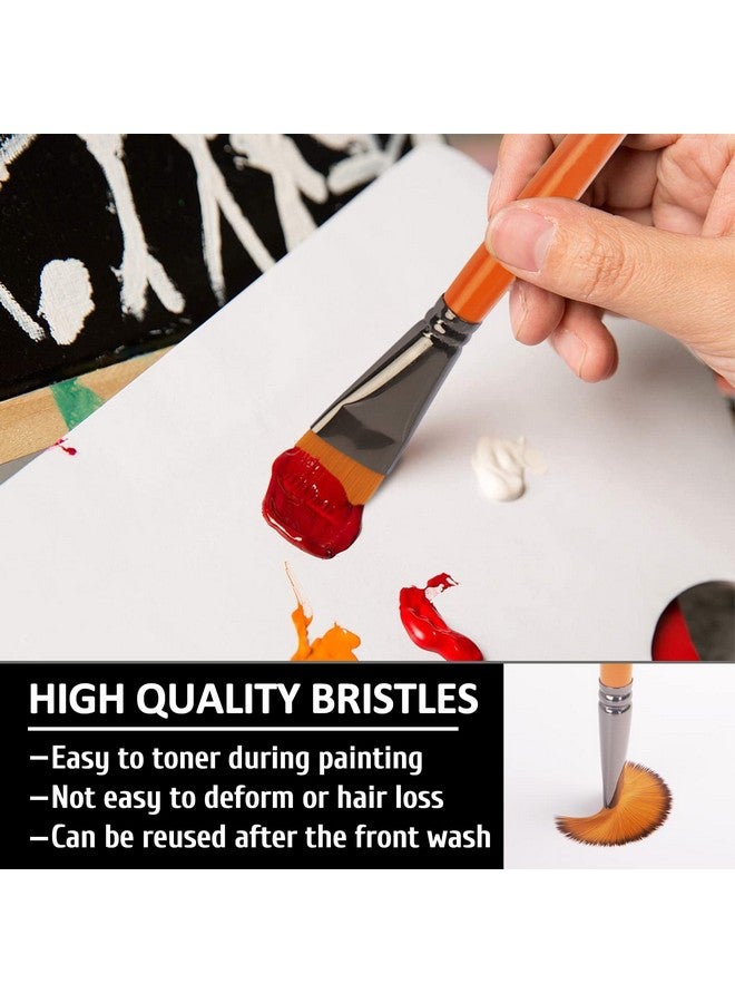 SYCYKA Brushes Set For Acrylic Painting - Sycyka 10Pcs Flat Paint Brushes For Kids Classroom Acrylic Watercolor Oil Painting Canvas Face Painting Touch Up, Orange - Image 3
