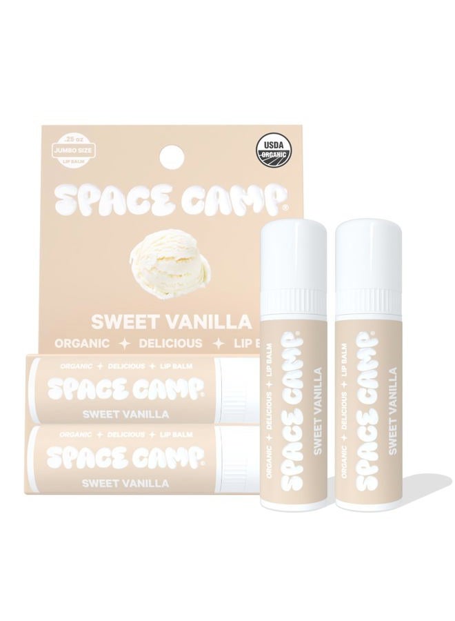 Space Camp Wellness Jumbo Lip Balm - Sweet Vanilla Organic Flavored Balm (2 Pack) - Image 1