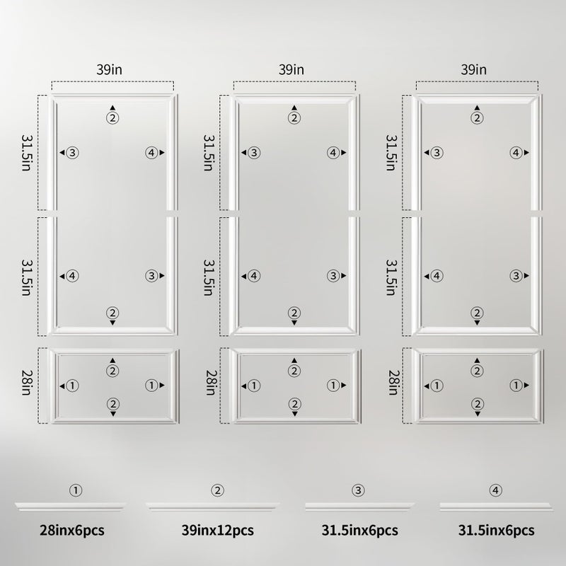 RELIANCER Peel and Stick Wall Molding Kit,30PCS Pre-Cut Door Molding Panels,3D Moulding Wainscoting Panel,Self Adhesive Walls Moulding Trim,Wall Modular Frames for Interior Walls Decor Home Bedroom - Image 2