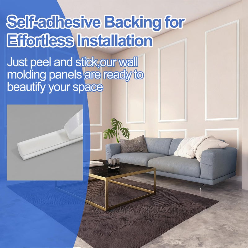 RELIANCER Peel and Stick Wall Molding Kit,30PCS Pre-Cut Door Molding Panels,3D Moulding Wainscoting Panel,Self Adhesive Walls Moulding Trim,Wall Modular Frames for Interior Walls Decor Home Bedroom - Image 5