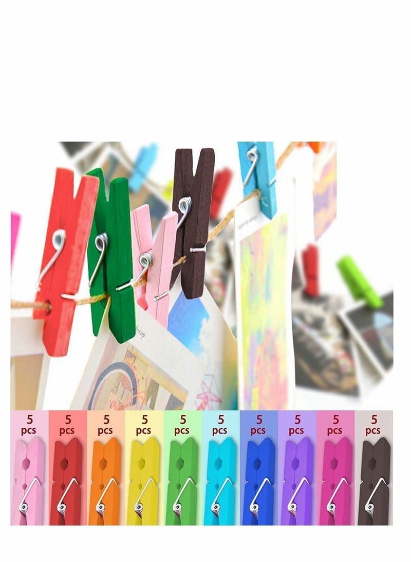 Y&D Clothespins, 50PCS Colored Wooden 2.9inch 10 Color Clothes Pins for Clip Pictures Photos Decorative, Small Colorful Wood Decoration... - Image 4