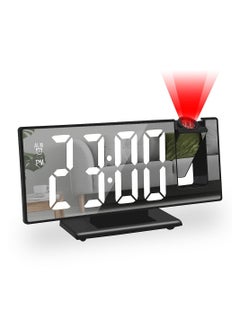 DubaiGallery 1pc Projection Alarm Clock For Bedroom, 19.81cm Large Digital Clock With 180° Projector, 12/24H, LED Mirror Digital Clock With Temperature & Humidity Display, Adjustable Brightness, Snooze, Clocks For  - Image 1