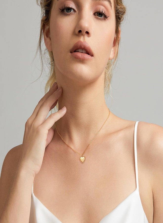 Zeffy Heart Necklace for Women - Dainty Gold Necklace 14K Gold/Silver Plate Cute Heart Pendant Choker Necklaces Gold Love Heart Chain Necklace for Women Dainty Gold Jewelry Gifts for Women, 16"+2", - Image 5