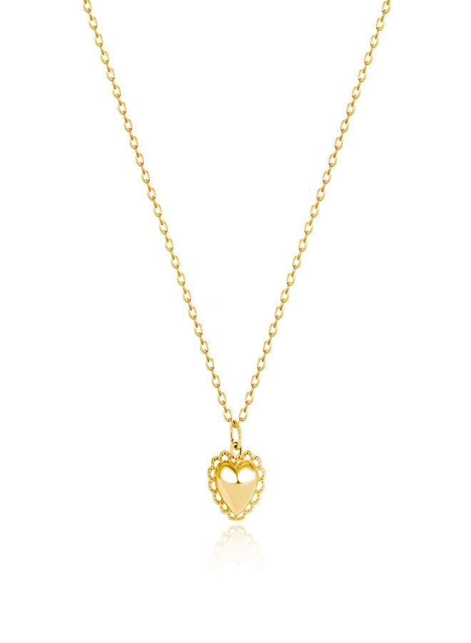 Zeffy Heart Necklace for Women - Dainty Gold Necklace 14K Gold/Silver Plate Cute Heart Pendant Choker Necklaces Gold Love Heart Chain Necklace for Women Dainty Gold Jewelry Gifts for Women, 16"+2", - Image 1