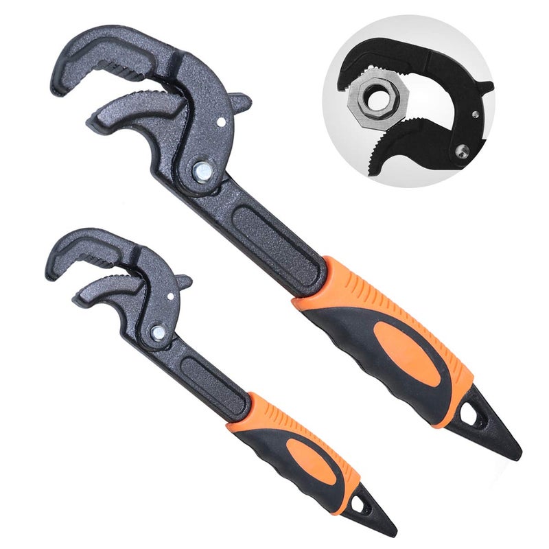 boeray 2 Pack Adjustable Wrench Quick Multifunction SelfAdjusting Spanner Power Grip Pipe Wrench 062414mm60mm