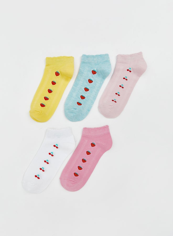 ال سي وايكيكي طقم ٥ جوارب بناتي رياضية منقوشة - Image 1