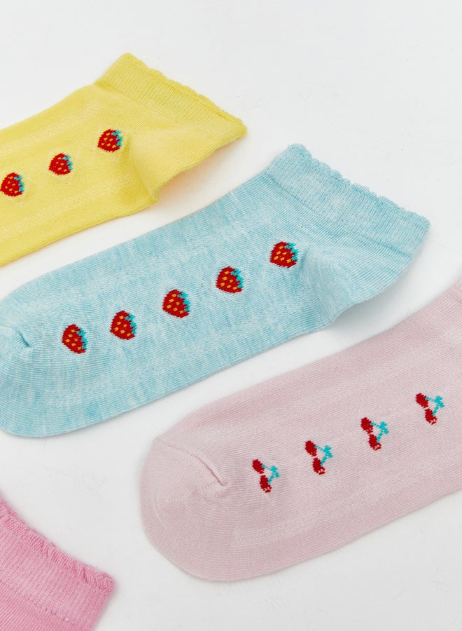 ال سي وايكيكي طقم ٥ جوارب بناتي رياضية منقوشة - Image 2