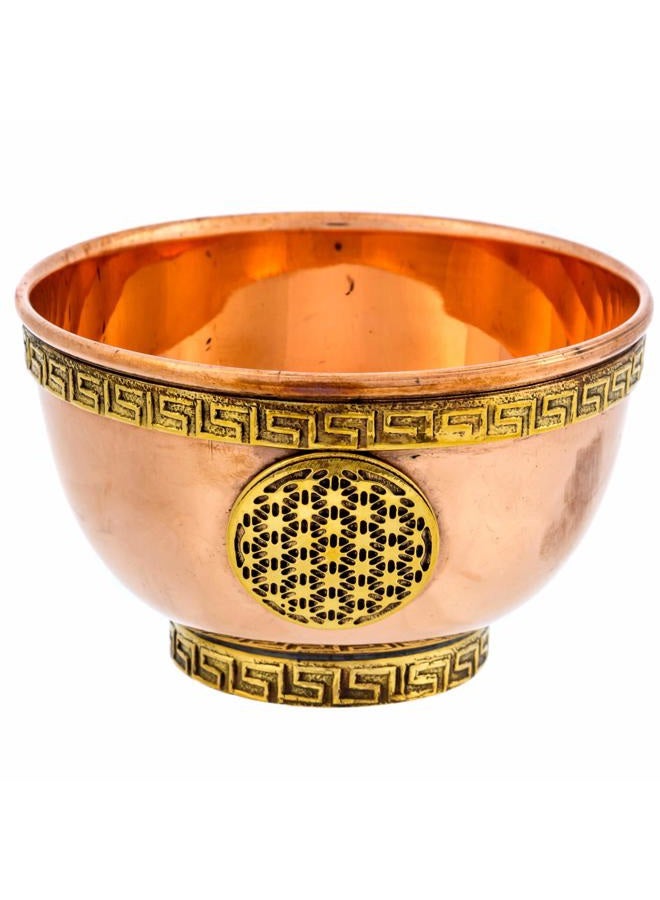 Alternative Imagination Flower of Life Copper Offering Bowl for Altar Use, Rituals, Incense, Smudging, Decoration, and More - Image 1