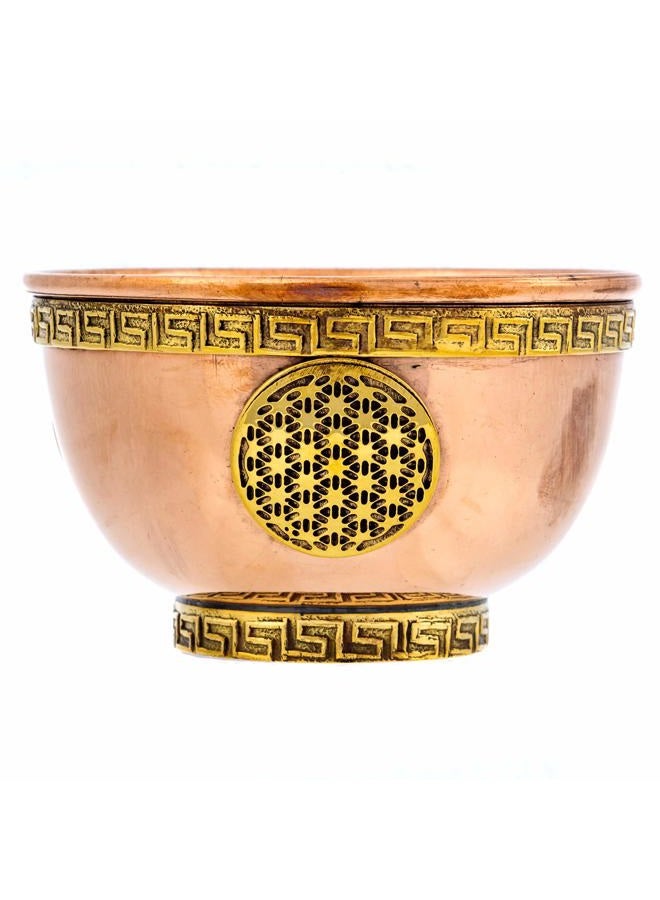 Alternative Imagination Flower of Life Copper Offering Bowl for Altar Use, Rituals, Incense, Smudging, Decoration, and More - Image 4