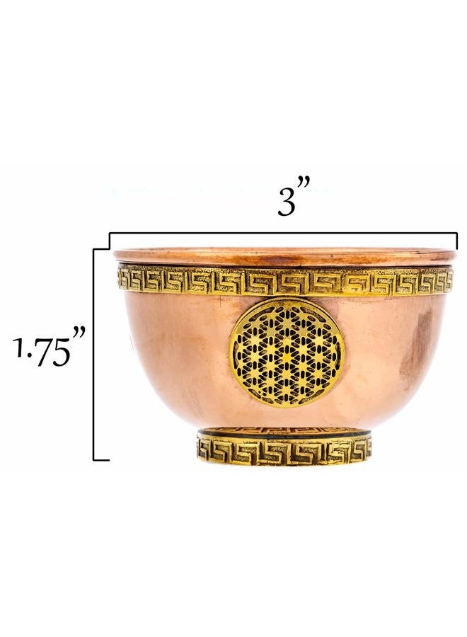 Alternative Imagination Flower of Life Copper Offering Bowl for Altar Use, Rituals, Incense, Smudging, Decoration, and More - Image 2