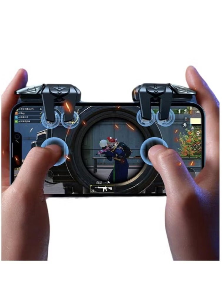 Professional 6 Fingers Game Trigger Mobile Controller with 4 Metal ons Non-slip Design Precise Movement New Experience - Image 1