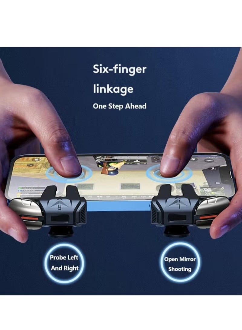 Professional 6 Fingers Game Trigger Mobile Controller with 4 Metal ons Non-slip Design Precise Movement New Experience - Image 2