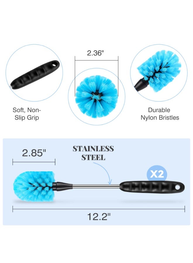 HOMESTAR 4 Pcs Short Length Long Handle Bottle Cleaning Brush Set , 3-in-1 Stainless Steel Scrubber For Narrow Neck Containers, Hydro Flask, Sports Bottle, Vase, Glassware, Tumblers and Baby Bottles , 38 cm - Image 2