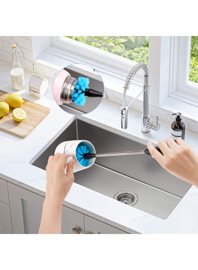 HOMESTAR 4 Pcs Short Length Long Handle Bottle Cleaning Brush Set , 3-in-1 Stainless Steel Scrubber For Narrow Neck Containers, Hydro Flask, Sports Bottle, Vase, Glassware, Tumblers and Baby Bottles , 38 cm - Image 5