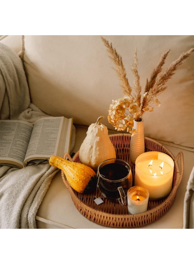 هومستر 3pcs الراتان المنسوجة خدمة سلة مجموعة مع مقبض، منظم تخزين متعدد الأغراض للزفاف، نزهة، ديكور المنزل والإمدادات - Image 2