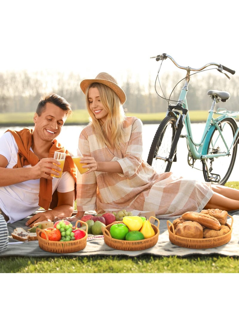 هومستر 3pcs الراتان المنسوجة خدمة سلة مجموعة مع مقبض، منظم تخزين متعدد الأغراض للزفاف، نزهة، ديكور المنزل والإمدادات - Image 5