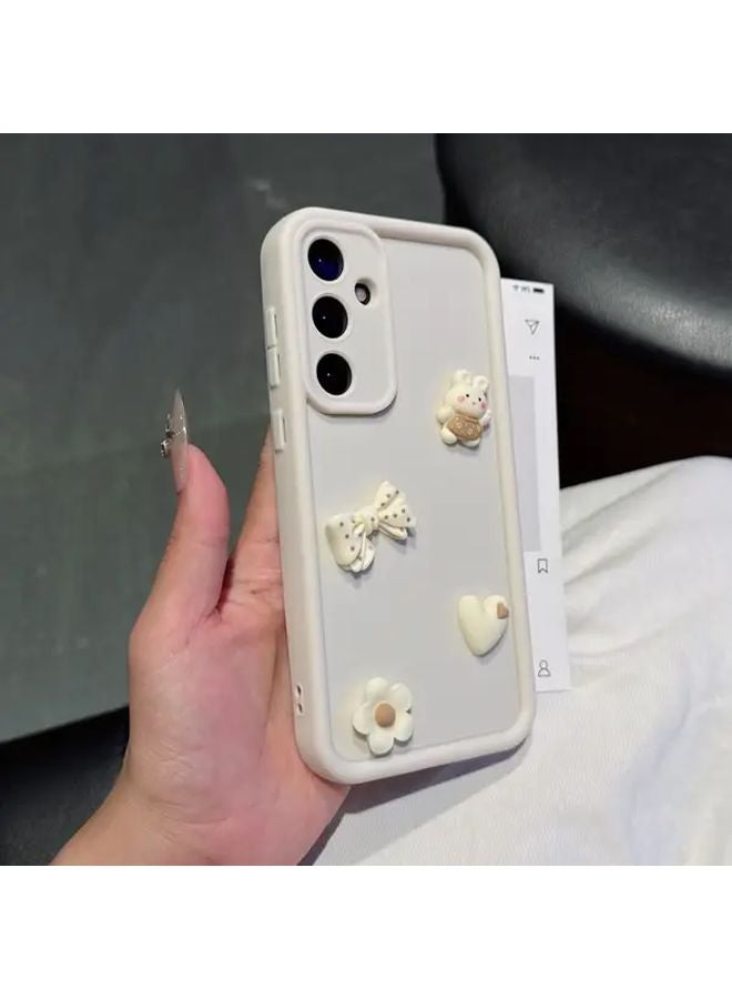 Cute Frosted Soft Full Coverage 3D Doll Phone Case For Galaxy S22 Plus 5G Beige - Image 5