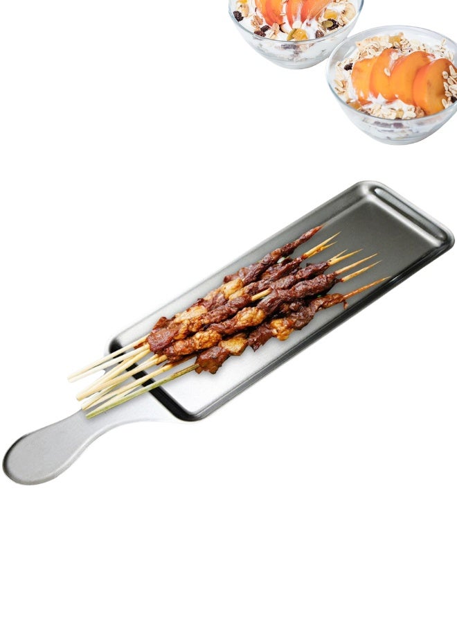 Large 45cm stainless steel serving tray - rectangular dinner serving platter - huge buffet food trays - durable and rust-resistant serving tray ideal for BBQs, camping, and banquets - flat serving platter with a modern design suitable for restaurants and homes - Image 1