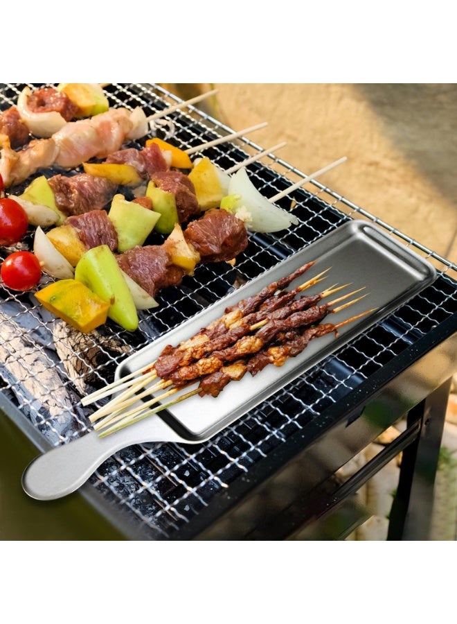 Large 45cm stainless steel serving tray - rectangular dinner serving platter - huge buffet food trays - durable and rust-resistant serving tray ideal for BBQs, camping, and banquets - flat serving platter with a modern design suitable for restaurants and homes - Image 5