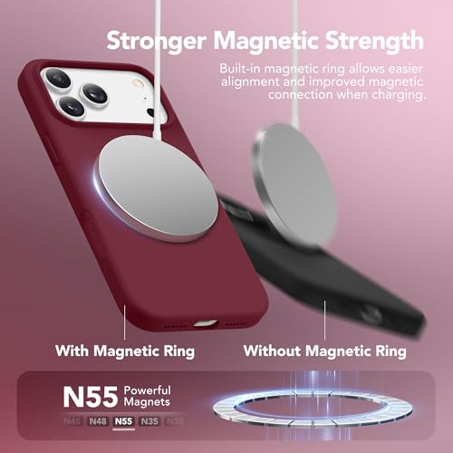 GONEZ Magnetic for iPhone 17 Pro Max Case, [Compatible with MagSafe] Anti-Scratch Microfiber Lining & Screen Protector, Silicone Camera Control, Shockproof Slim Phone Cover 6.9 inch, Maroon - Image 2