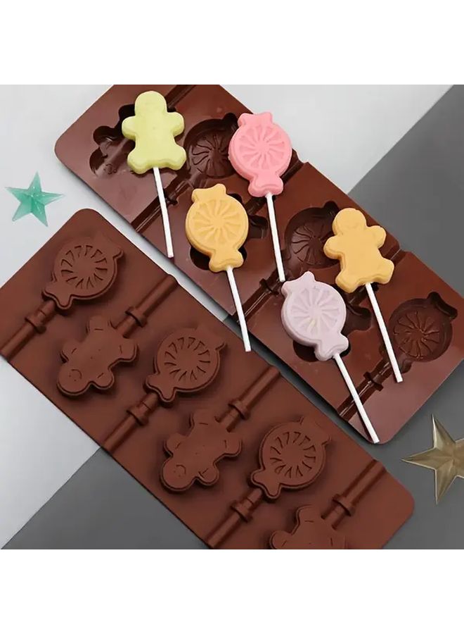 1pc Silicone Lollipop Mold High Temperature Resistant Non Stick Reusable Baking Mold - Image 1