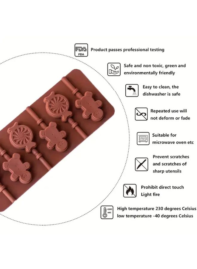 1pc Silicone Lollipop Mold High Temperature Resistant Non Stick Reusable Baking Mold - Image 5