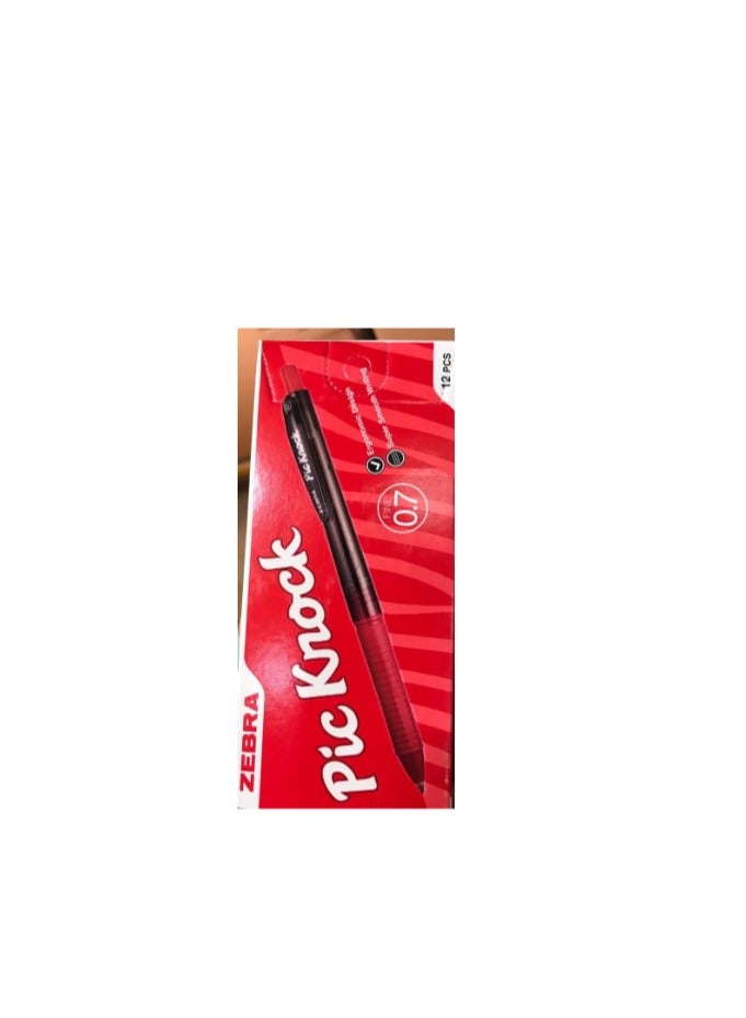 ZEBRA Pic Knock Ball Pen Red 0.7 mm Pack Of 12  - Image 2