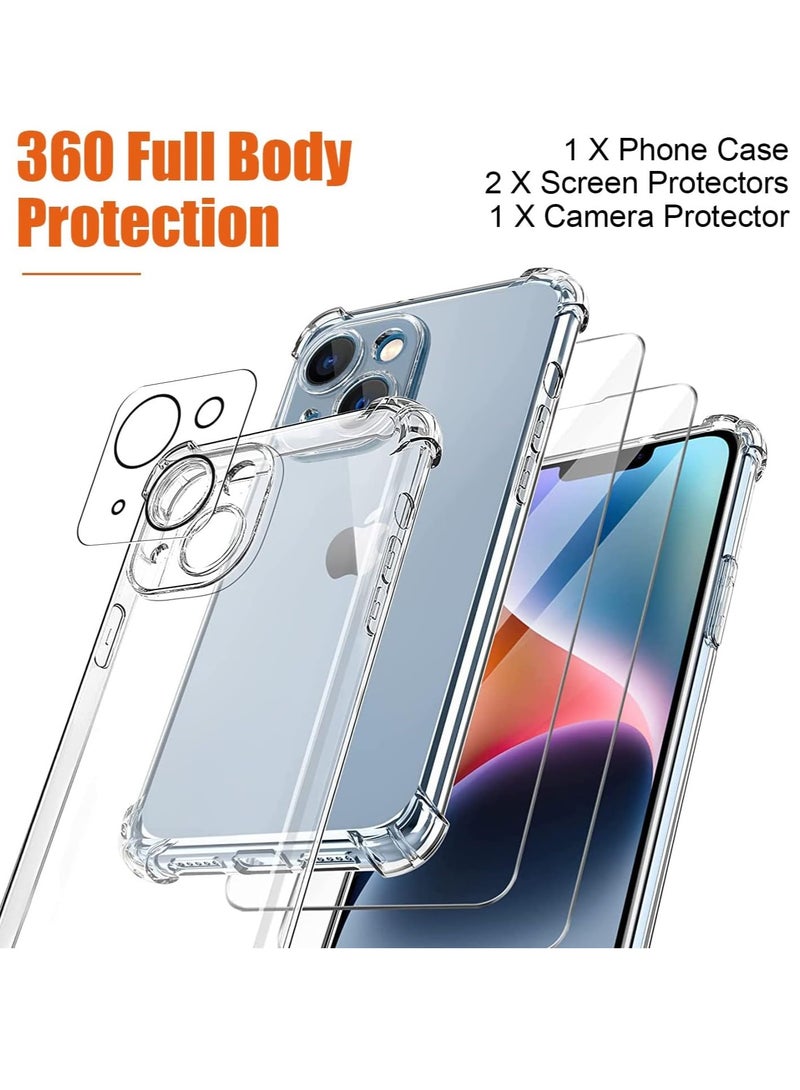 إلترازون 4-in-1 Pack for iPhone 14 Plus - Includes 2x Screen Protectors, 1x Camera Lens Protector, All-Round Bumper Protection, Shockproof, Anti-Scratch Protective Case Cover (6.7 Inch, Clear) - Image 3