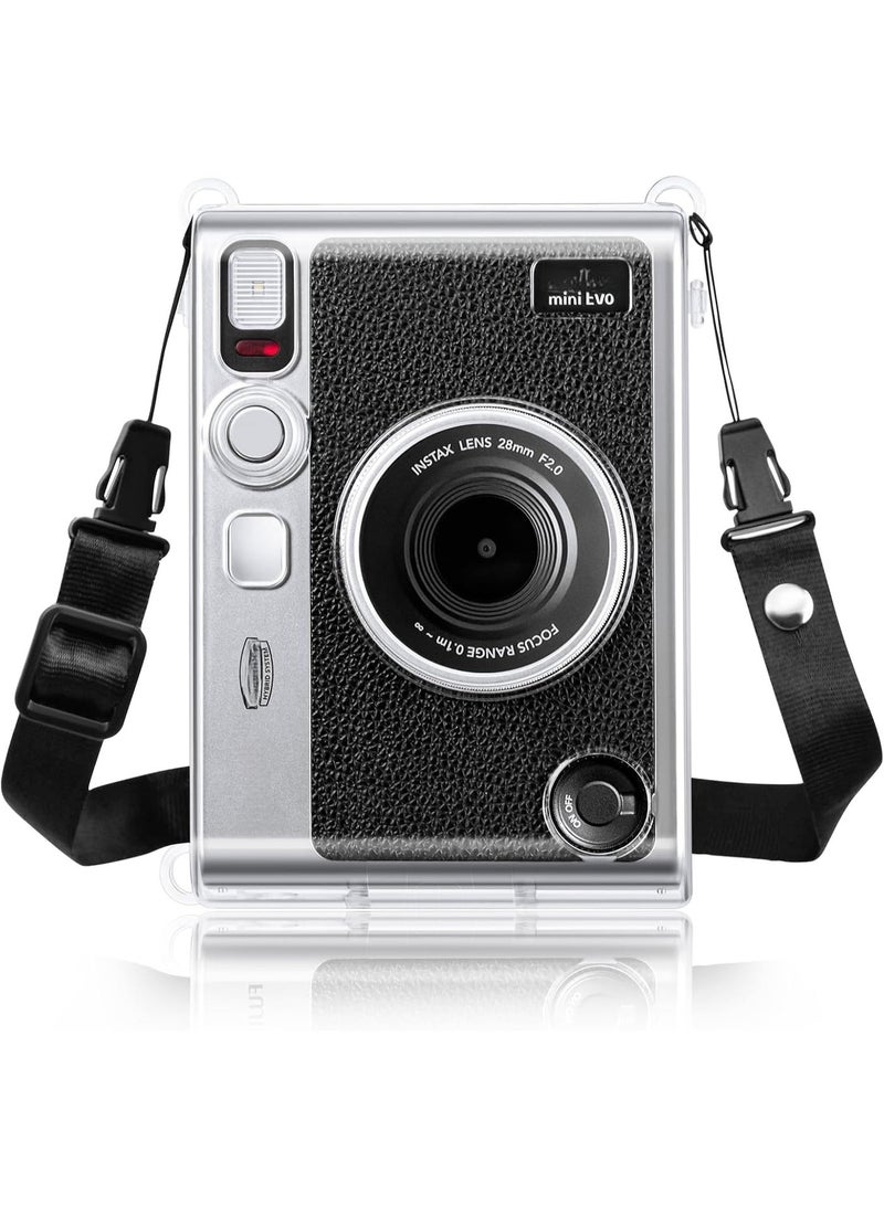 Lecran Instax Mini EVO Camera Case, Clear Hard PVC Cover with Shoulder Strap - Image 1