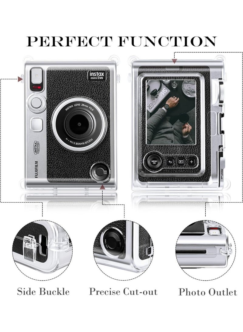 Lecran Instax Mini EVO Camera Case, Clear Hard PVC Cover with Shoulder Strap - Image 2