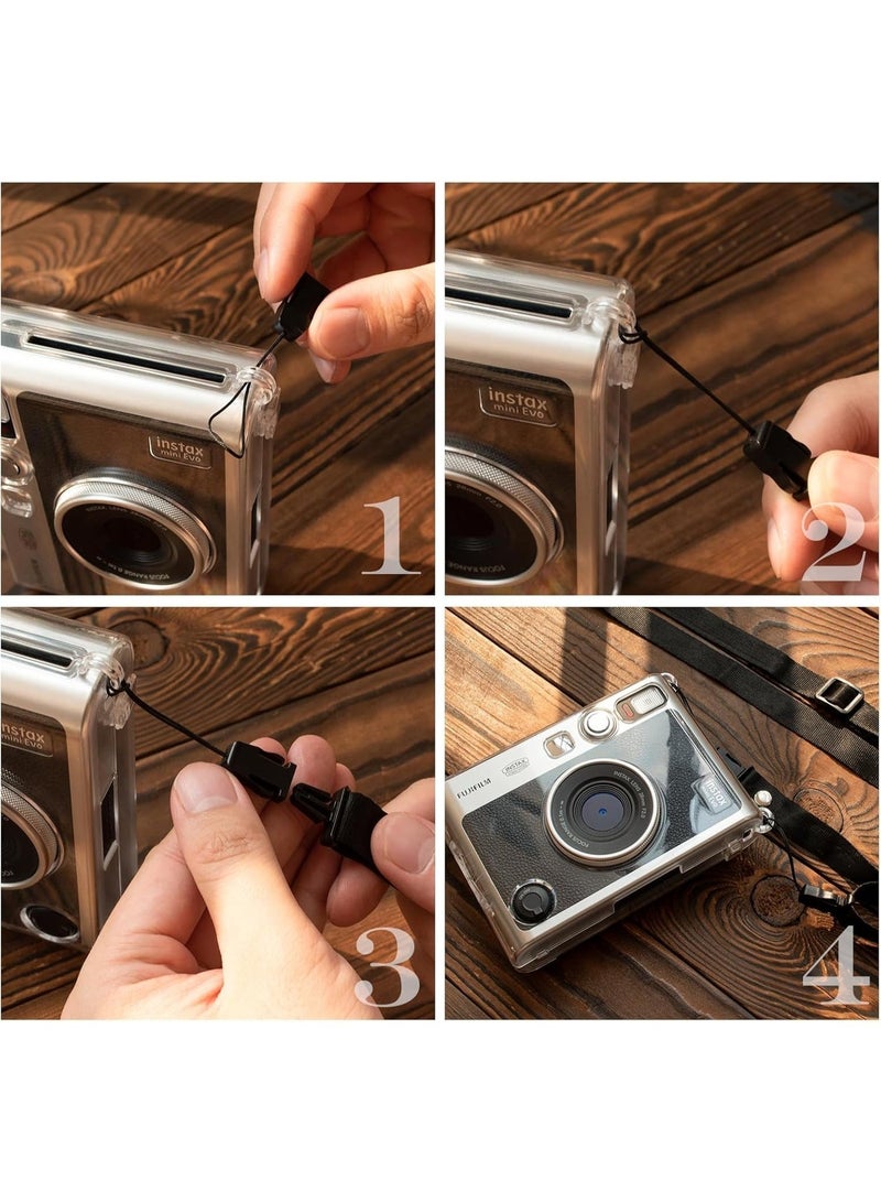 Lecran Instax Mini EVO Camera Case, Clear Hard PVC Cover with Shoulder Strap - Image 4