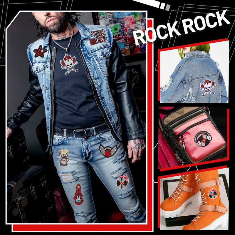 Meneng Iron On Rock Band Patches for Clothing: Meneng 45Pcs Assorted Cool Punk Embroidered Patch for DIY Crafts - Vintage Skull Metal Music Sew On Appliques for Jackets Vests Hats Backpacks Shirts - Image 3
