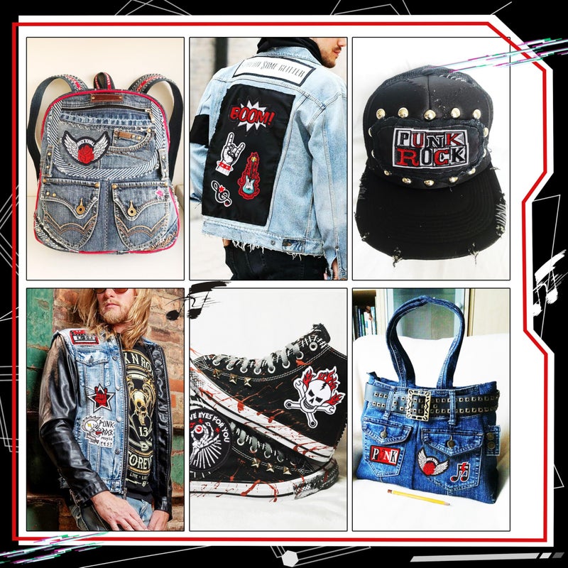 Meneng Iron On Rock Band Patches for Clothing: Meneng 45Pcs Assorted Cool Punk Embroidered Patch for DIY Crafts - Vintage Skull Metal Music Sew On Appliques for Jackets Vests Hats Backpacks Shirts - Image 2